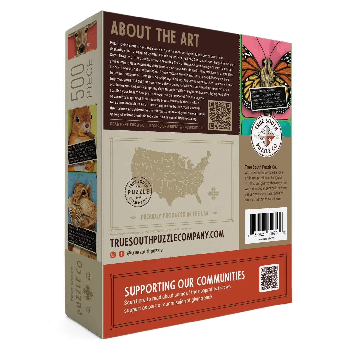 Truesouth Puzzle Company puzzle box with animal illustrations and text on a white background